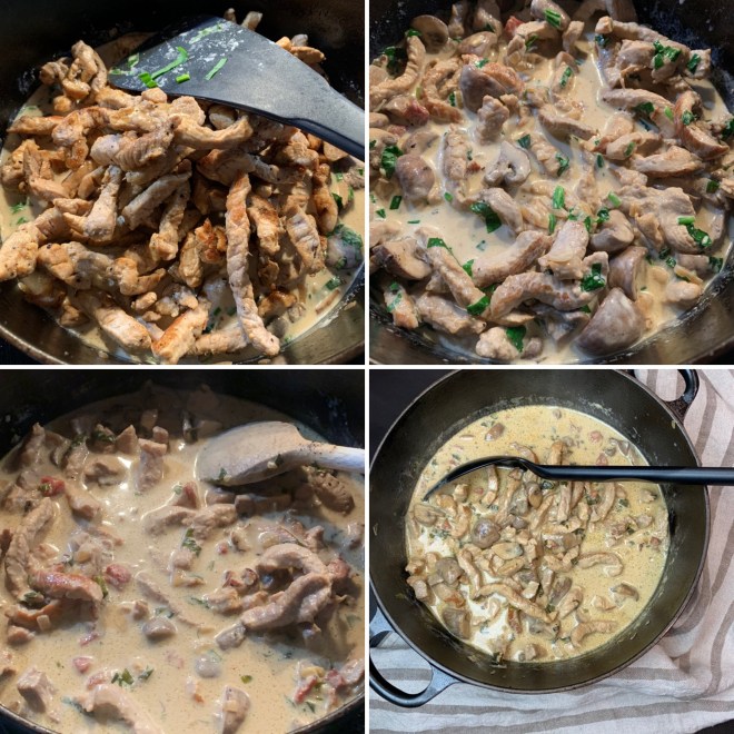 Geschnetzeltes in Rahm-Frischkäsesauce mit Bärlauch und Champignons ...