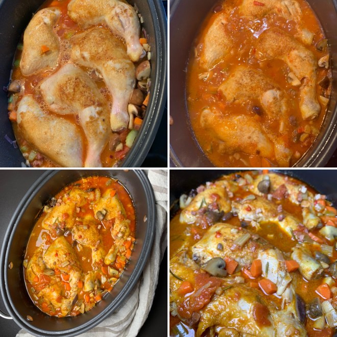 Geschmorte Hähnchenkeule in Weisswein-Gemüse-Sauce | Backen mit ...